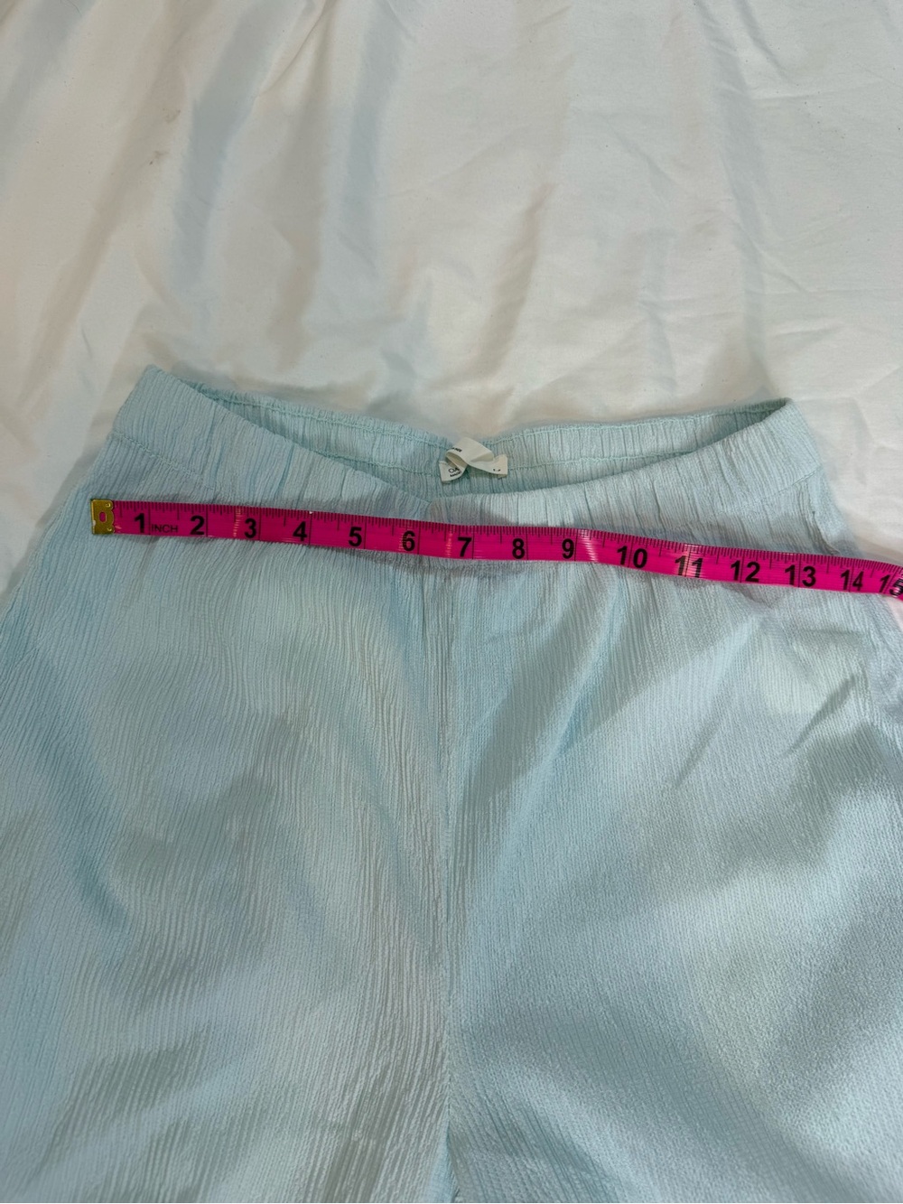 Oak + Fort Light Blue Crinkle Wide Leg Pants Semi Sheer - Picture 7 of 12